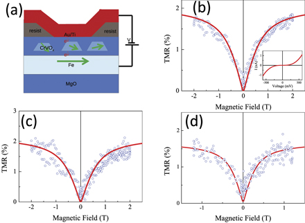 X-ray magnetic dichroism and tunnel magneto-resistance study of the magnetic phase in epitaxial CrVOx nanoclusters